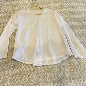 Sheer white V-neck blouse